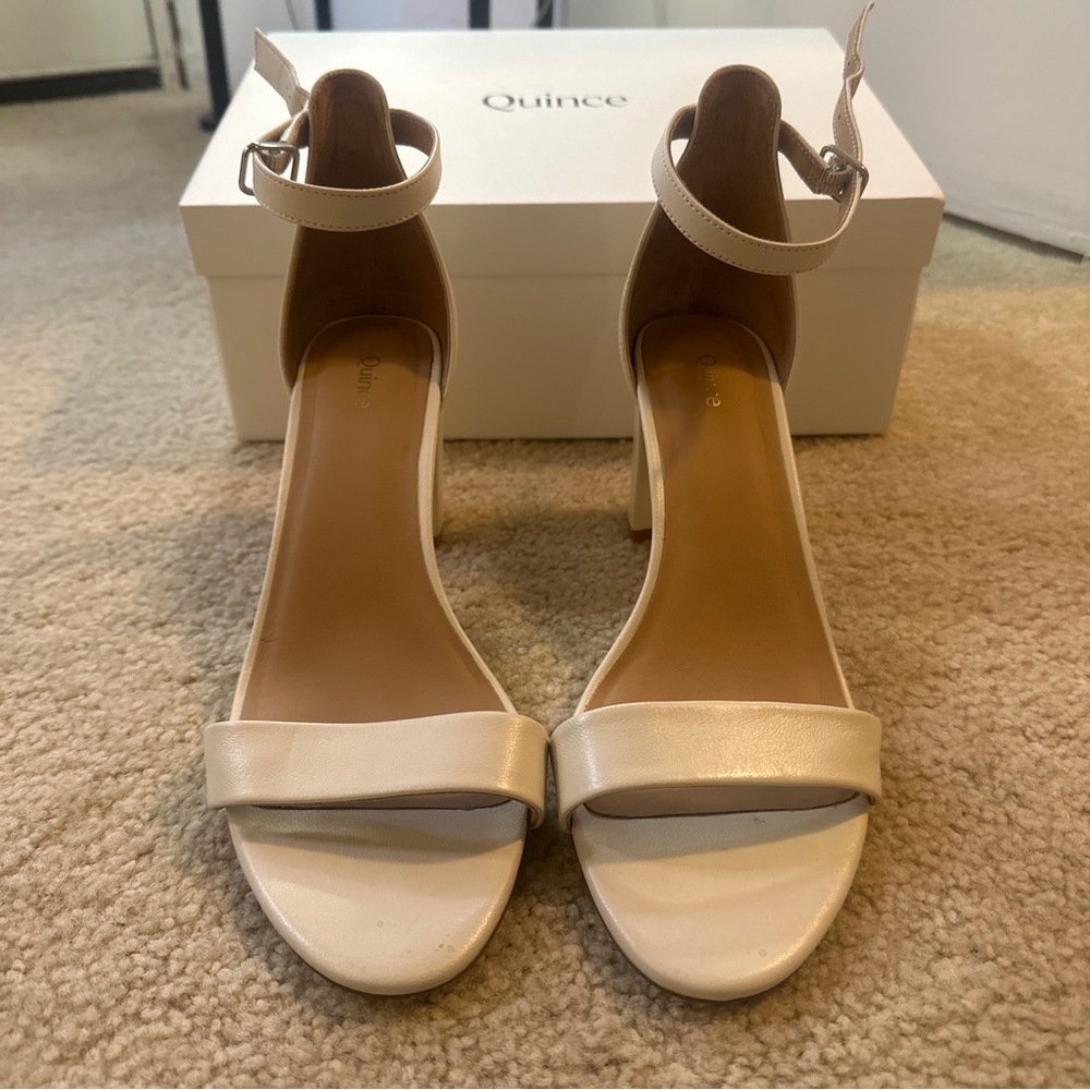 Quince Leather Strap Block Heels